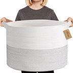 MEGASKET XXXL Large Cotton Rope Blanket Basket for Living Room, Woven Rope Storage Baskets for Organizing, Nursery Kids Toy B