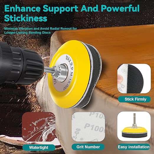 133 Pcs Drill Sanding Disc Attachment Polishing Kit, 3 Inch Headlight Restoration Kit, Wet Dry Hook and Loop Sandpaper Buffin