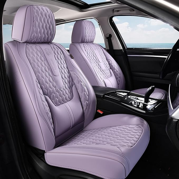 Coverado Seat Covers Front Seats, Purple Car Seat Cover with Lumbar Support, Waterproof Car Seat Cushion, Front Car Seat Cove