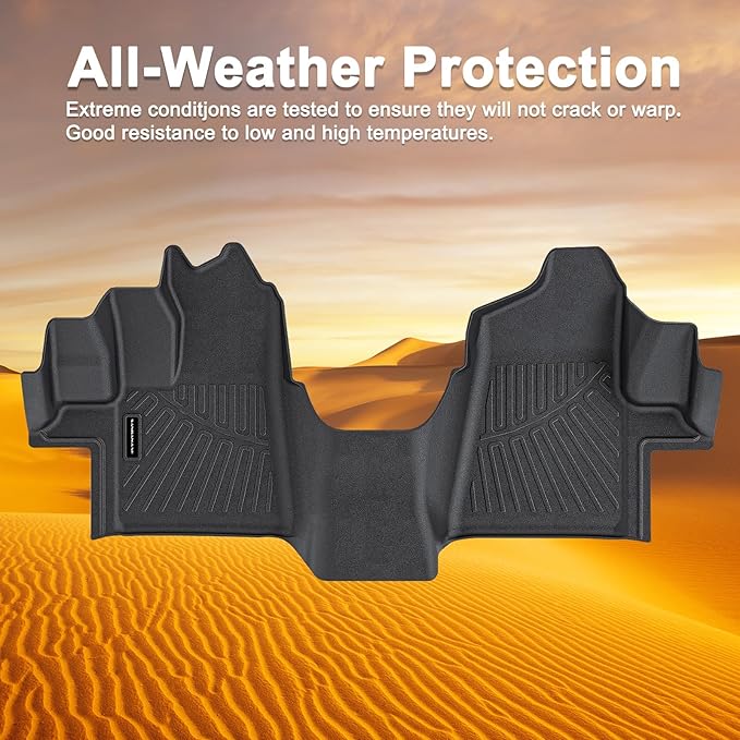 Weatherbeater Heavy-Duty All-Weather Floor Mats - Custom Fit for 2015-2021 Ford Transit 150/250/350/350HD w, Durable Floor Liners with Raised Edges Front Row 2pcs