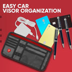 Firestone 1-Pack Car Sun Visor Organizer, Auto Visor Organizer & Car Storage Organizer | 8 Compartment Truck Visor Organizer with Holder & Slots for Sunglasses, License, Registration & More, Charcoal