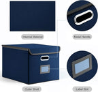 Hleelomi Collapsible File Box with Lid & Plastic Slide - Hanging Document Organizer for Office/Home, 14.96x12.6x10.83 Inch,De