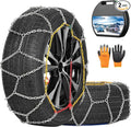 Snow Chains, Wear-Resistant High Carbon Steel Anti Slip Tire Chain for Passenger Cars, Pickups, and SUVs, Set of 2 (KN120)