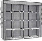 Portable Closet for Hanging Clothes, 67 Inch Wide Portable Wardrobe Closet with Cover, 4 Hanging Rod, Storage Shelves and Sid
