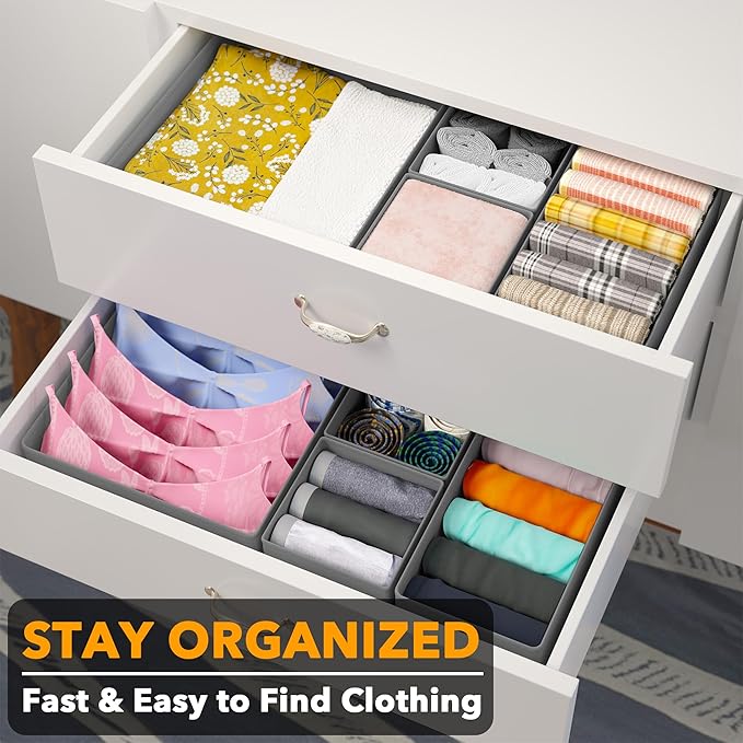 SpaceAid Drawer Organizer Clothes, 12 Pack Dresser Organizer Bins for Nursery, Closet Organization and Storage Dividers for C
