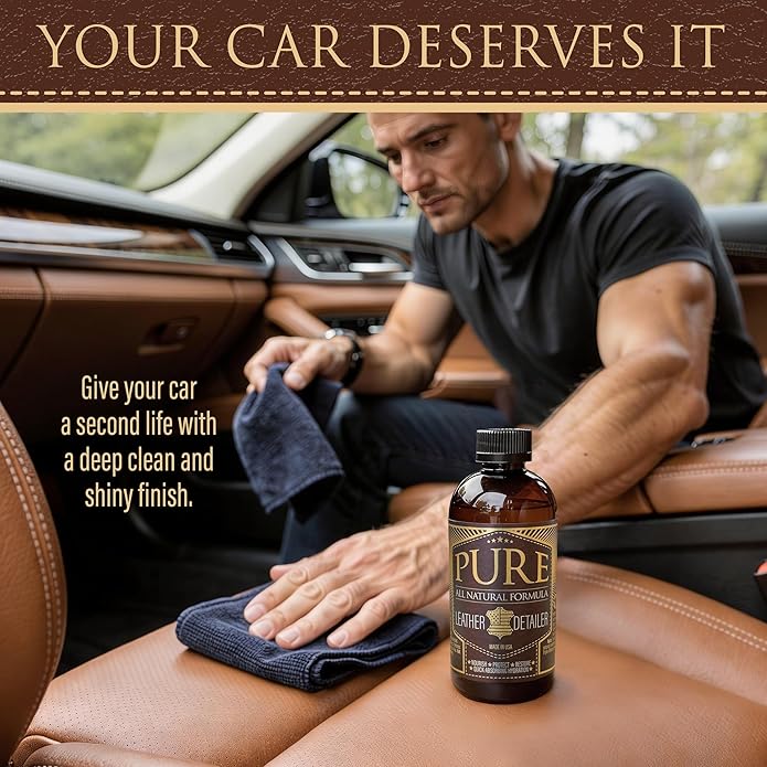 Leather Cleaner, Conditioner and Detailer Kit - Natural Beeswax Formula for Car Seat, Couch, Furniture, Purse, Boots & Jacket