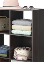Whitmor 9 Cube Storage Organizer, 3 Tier Stackable Mdf Wood Bookcase, Open Storage Display Bookshelf, Storage Cabinet for Liv
