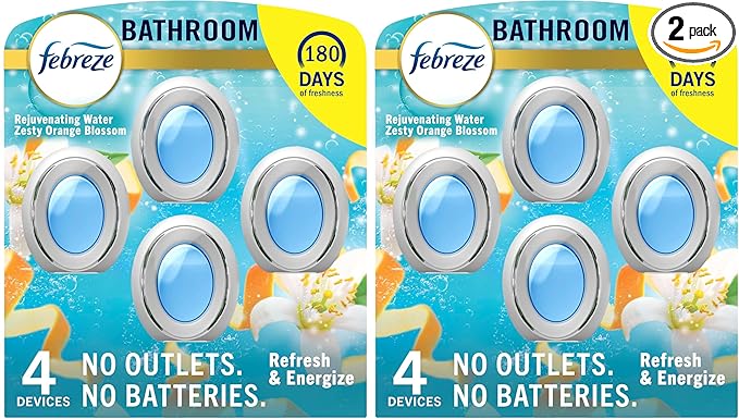 Febreze Bathroom Air-Freshener, Odor-Fighting, Plug In Alternative, Air-Fresheners for Home, Bathroom, & Kitchen, Closet, Pet