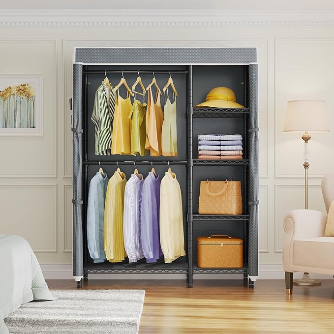 VIPEK V7C Garment Racks with Cover Portable Closets for Hanging Clothes, Heavy Duty Clothes Rack with Shelves Metal Closet Wa