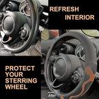 PINCTROT Large Size Comfy Grip Steering Wheel Cover, Anti-Slip Design, 15.5-15.75 Inch(Silicone Brown)