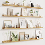 Fun Memories Picture Ledge Shelf for Wall, Floating Shelves Set of 4, 48 Inch Long Nursery Book Shelves for Toys Storage, Kid