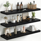 Fun Memories Floating Shelves for Wall 36 Inch Set of 3, Farmhouse Floating Shelves with Invisible Heavy Duty Bracket, 10 Inc