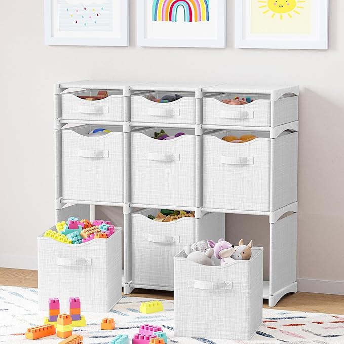 Cube Storage Organizer with Storage Bins Included - The Perfect Closet Organizers and Storage Solution. Includes 9 Storage Cu