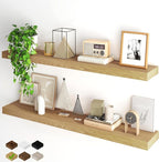 Fun Memories Floating Shelves for Wall, 48Inch Floating Shelves Set of 2, Hanging Shelf with Invisible Brackets, Wood Shelves