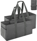 Finnhomy 42L Extra Large Utility Tote Bag, Oxford Fabric Reusable Folding Grocery Bags with Handles and Pockets, 2 Pack