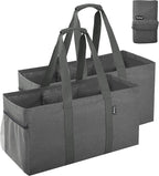 Finnhomy 42L Extra Large Utility Tote Bag, Oxford Fabric Reusable Folding Grocery Bags with Handles and Pockets, 2 Pack