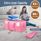 12 Pack Extra Heavy Duty Large Moving Bags with Strong Zipper & Comfortable Handles, Sturdy & Durable Clothes Storage Bags To
