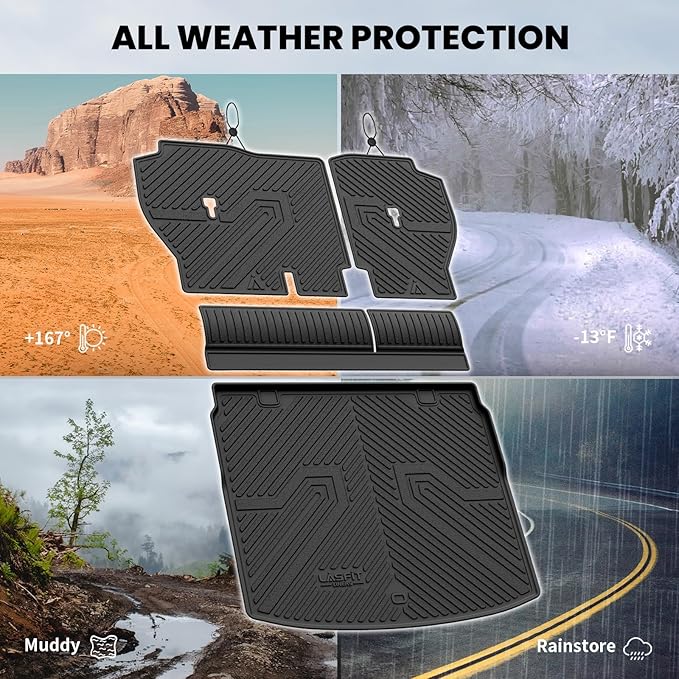 LASFIT Cargo Mat with Backrest Mat for Honda CR-V 2026 2025 2024 2023 (Gasoline & Hybrid & e:FCEV), All Weather Custom Fit TPE Trunk Mat Trunk Liner Cargo Liner with Seatback Mat (Upper Position)