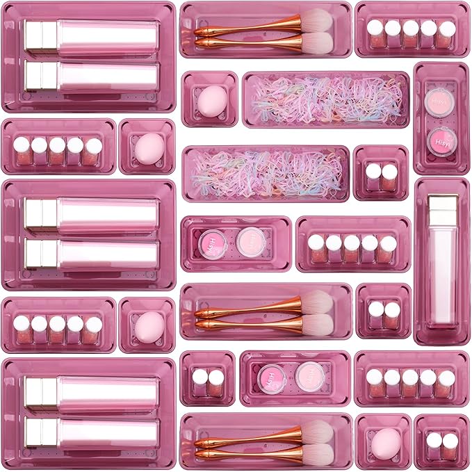 Kitchen Desk Drawer Organizers Storage for Office, Small Acrylic Vanity Trays Makeup for Drawer Bathroom Plastic Make up Orga