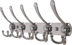 Dseap Coat Rack Wall Mounted - 5 Tri Hooks, Heavy Duty, Stainless Steel, Metal Coat Hook Rail for Coat Hat Towel Purse Robes 