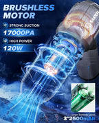 Saker Car Vacuum Portable Cordless, Foldable Mini Handheld Vacuum Cordless and Air Duster 17000PA High Power Vacuum Cleaners 