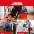 CRAFTSMAN CMXEVBE17250 2.5 Gallon 2.5 Peak HP Wet Dry Vac, Portable Shop Vacuum Wet and Dry with Filter Bag, Hose and Attachm