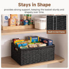 StorageWorks Wicker Storage Baskets for Organizing, Wicker Basket with Handles, Decorative Storage Baskets for Shelves, Black