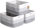 NaturalCozy Storage Baskets 16.8”x13”x7.6” Cotton Rope Woven Baskets for Organizing 3-Pack | Toy Storage Bins | Basket for Sh