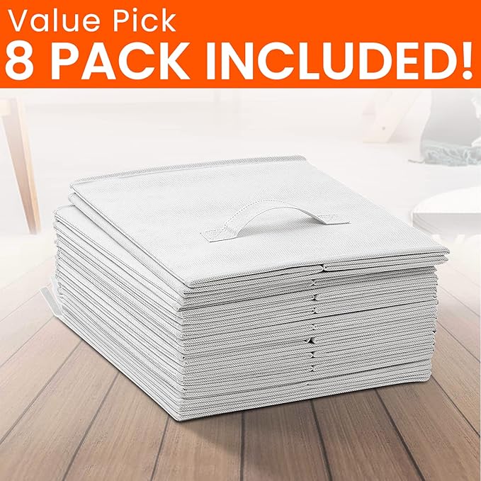 Criusia Storage Cubes - 11 Inch Heavy Duty Fabric Storage Bins for Shelves Closet Cube Organizer - 8 Pack Collapsible Cube St