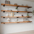 Industrial Pipe Wall Wood Shelves,Real Wooden Shelves 60" in Special Brown Color with 11.8" Extra Width, Modern Floating Shev
