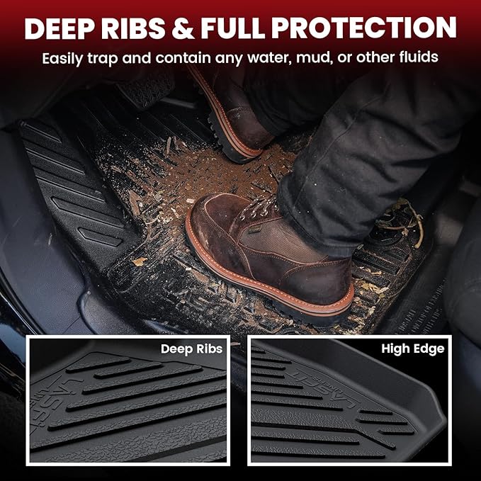 LASFIT Floor Mats & Trunk Mat for Ford Fusion 2013-2016 (Only Fit Gasoline) All Weather TPE Mats Custom Fit Floor Liner for Fusion1st & 2nd Row Car Mats and Cargo Liner, Black
