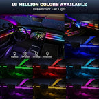 Dreamcolor Acrylic Interior Car LED Strip Light with USB/Type C/4-Port Cigarette Lighter, RGB 2 in 1 with 59.04 inches LEDs Ambient Lighting Kits, Sound Active Function Neon Led Strips for Car