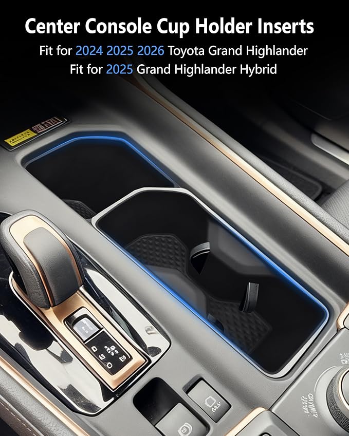 Cup Holder Inserts for Toyota Grand Highlander Accessories 2026 2025 2024, Non-Slip TPE Center Console Protector Organizer to Prevent Spills & Scratches for 2025 2026 Grand Highlander Hybrid
