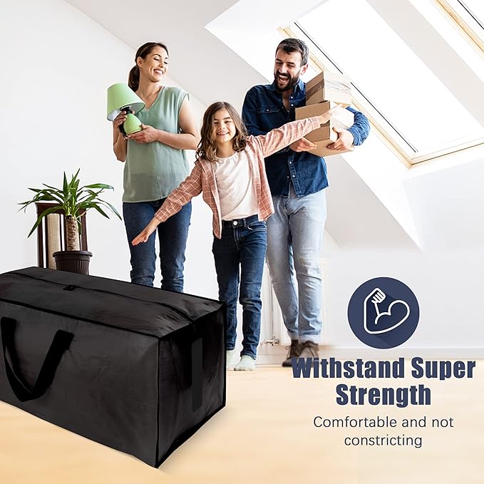 HOMESURE 8 Pack Large Strong Bags with Zippers & Carrying Handles - Water-Resistant - Heavy Duty Storage Tote for Space Savin