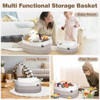 Optish Dog Toy Basket, Toy Box and Bin for Dog Cat Storage, 19.7" X 11" X 7.9" (30L) Large Woven Rope Basket for Blanket Stor