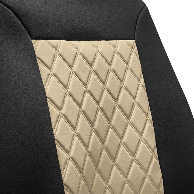 FH Group Car Seat Cover Cushion - 2 Pack Seat Covers for Cars Trucks SUV, Beige Black Neosupreme Car Seat Cushions, Waterproo