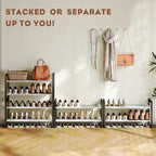 2-Tier Shoe Rack for Closet & Entryway, Stackable Shoe Organizer, Screw-Fastened Metal Frame for Less Wobble, Heel-Friendly N