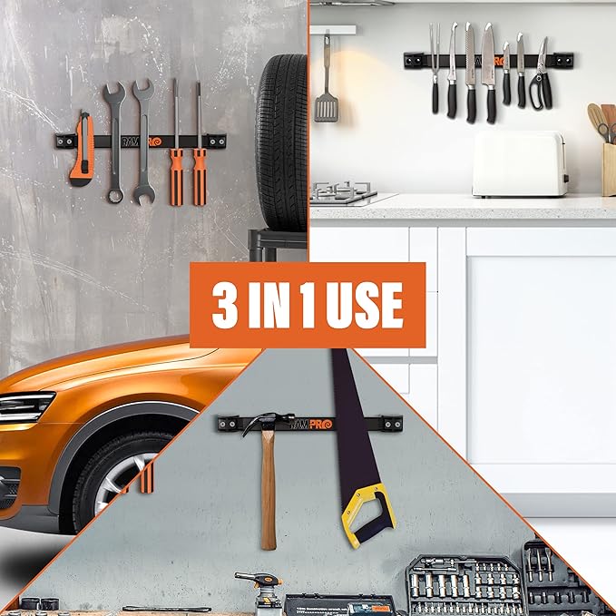 12" Magnetic Tool Holder Strip - A Tool Magnet Bar for Garage Organization, Shop Organization, and Workbench Accessories - Be