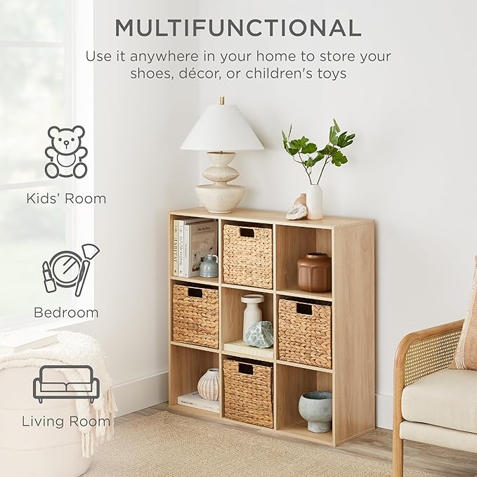 Best Choice Products 9-Cube Storage Organizer, 11in Shelf Opening, Bookcase, Display Shelf, Customizable w/ 3 Removable Back 