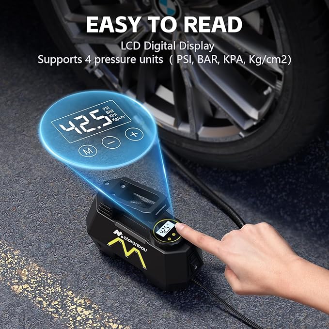 Tire Inflator Portable Air Compressor, Air Pump for Car Tires-9.84 Ft Cord,12V DC-Powered Auto Pump with Digital Pressure Gauge,Emergency LED Light, Car Accessories for Motorcycle Bicycle Ball Balloon