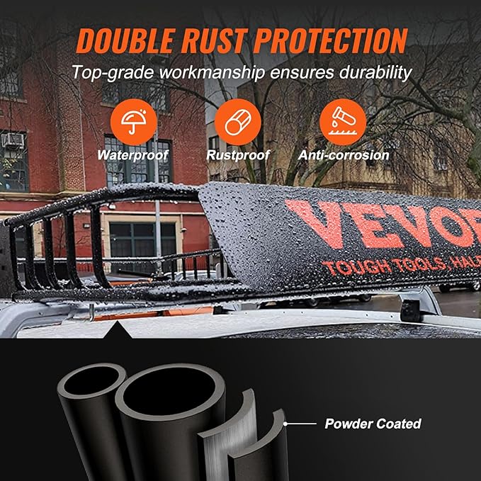 VEVOR Roof Rack Cargo Basket, 64" x 39" x 6" Rooftop Cargo Carrier with Extension, Heavy-Duty Steel 200 LBS Capacity Universal Roof Rack Basket, Luggage Holder for SUV, Truck