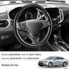 Steering Wheel Cover for Chevy Malibu 2016-2024/ Equinox 2018-2024/ Bolt EV 2017-2021/ Volt 2016-2019, Car Steering Wheel Cover Accessories for Chevrolet (Glossy Black)