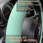 PINCTROT Nappa Leather Steering Wheel Cover, Slim Fit No Bulk Design, One Piece Leather with Breathable Perforation, Fit Like