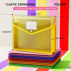 ThinkTex Plastic Expanding File Folders, Transparent Envelopes with Snap Closure, Suitable for Home, Office, School, Large Ca
