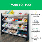 Humble Crew Supersized Toy Storage Organizer with 16 Removable Bins, Black/White – Large Toy Storage for Toddlers Ideal for K