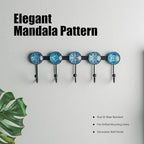 Boho Coat Rack Wall Mounted with 5 Hooks, Glacier Theme Mandala Pattern Decorative Wall Hooks for Hanging Hat, Key, Towel, Pu