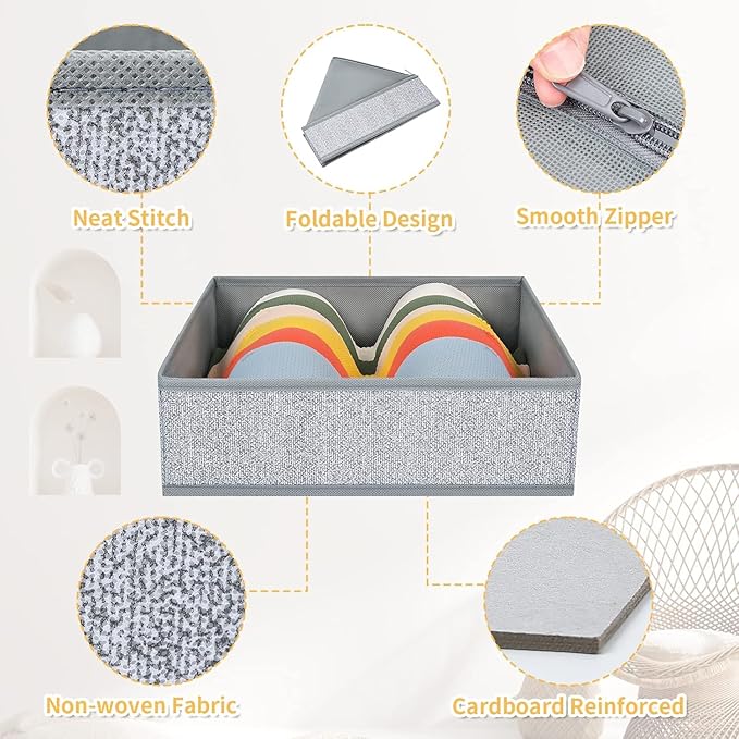 DIMJ Drawer Organizers Cloths, Closet Underwear Organizer, 15 Packs Foldable Closet Organizers, Sock Drawer Organizer, Fabric