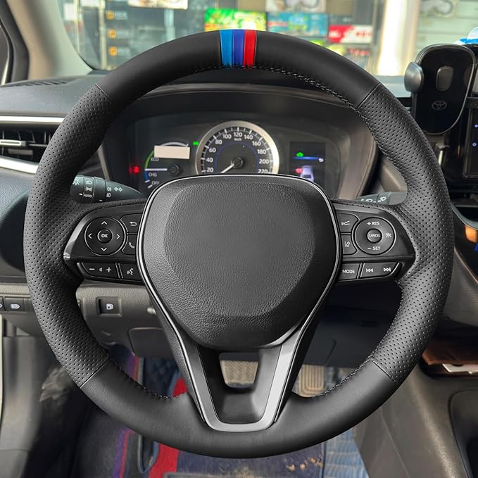 MEWANT Hand Sewn Steering Wheel Cover for Toyota Camry 2018-2019/Toyota Avalon 2019/Toyota Corolla 2019-2020/Toyota RAV4 2019 Steering Wheel Accessories