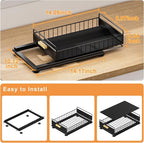 Under Sink Organizer, Single Tier Metal Pull Out Sliding Drawer Shelf for Kitchen Bathroom Cabinet Storage, Sturdy Rack – Bla