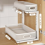 2 Pack Under Sink Organizer With Smooth Cylindrical Rail,2-Tier Pull Out Multi-Purpose Cabinet Storage for Bathroom&Kitchen,H